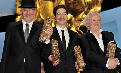 Jacques Audiard, Tahar Rahim a Niels Arestrup, zdroj: static.guim.co.uk