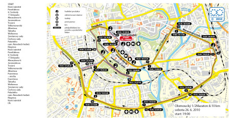 Trasa Olomouckého 1/2maratonu