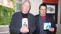 Michal Viewegh s Jiřím Lábusem na křtu audioknihy