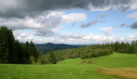 FOTO: Pohled ze severoz&aacute;padn&iacute;ch svahů Sedla ke Svatoboru