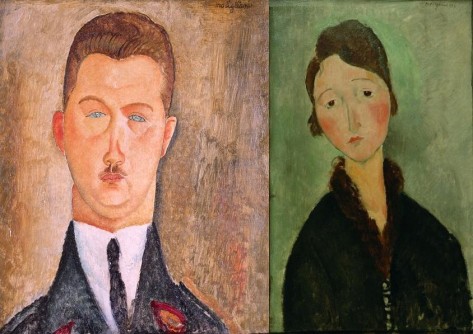 FOTO: Portréty Dr. Brabandera a mladé ženy Anny vystavované na výstavě Amedeo Modigliani v Obecním domě v Praze