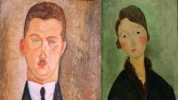 FOTO: Portréty Dr. Brabandera a mladé ženy Anny vystavované na výstavě Amedeo Modigliani v Obecním domě v Praze