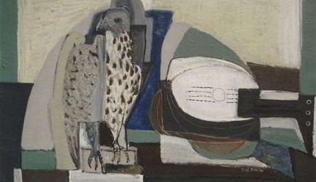 Obr. Emil Filla: Zátiší se sokolem a mandolínou.