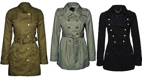 FOTO: Dámské kabáty ve vojenském, army stylu