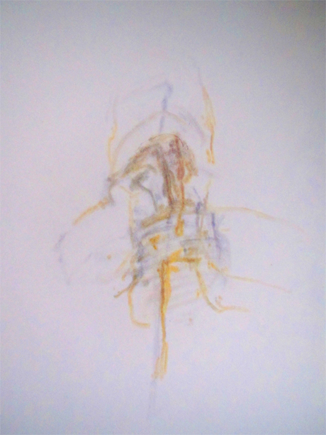 Z cyklu Hlavy (II) - Podpírání, 2008, papír, pigment, foto: Petra Svobodová