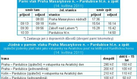 FOTO: Jízdní řád vlaku a cena jízdenek