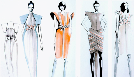 Obr. Uk&aacute;zka ručně kreslen&yacute;ch m&oacute;dn&iacute;ch n&aacute;vrhů