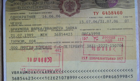 FOTO: ruské vízum