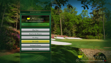 menu hry Tiger Woods PGA Tour 12: The Masters