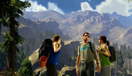 GTA V portrét před skalním masivem