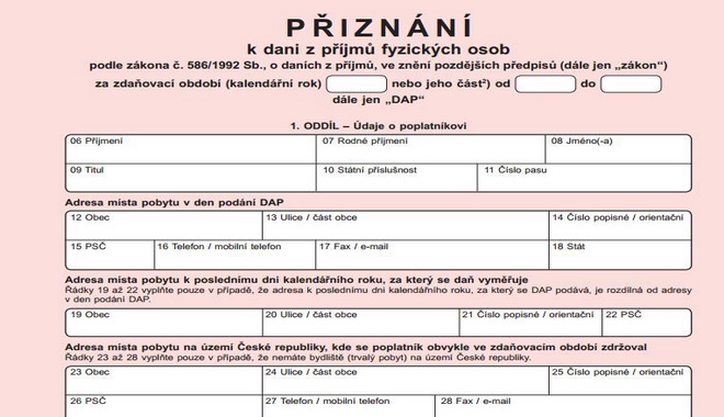 "Formulář daňového přiznání"