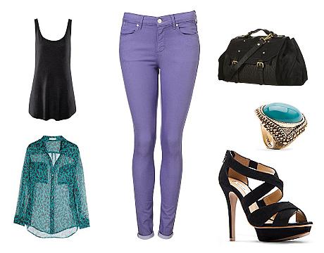 FOTO: Fialové kalhoty - outfit