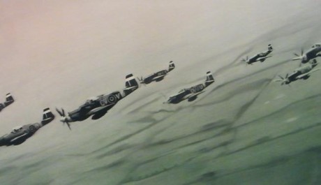 foto: Obraz Gerharda Richtera, letka mustangů v boji