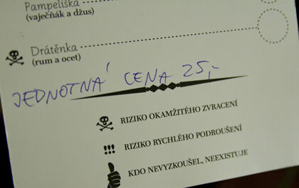 FOTO: Nápojový lístek ze křtu Pravých českých míchaček