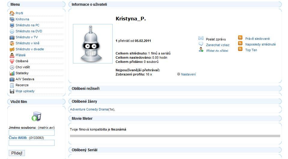 Obr. Profil uživatele whiwa net