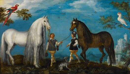 Obr: Roeland Saveray: Dva koně s podkoními
