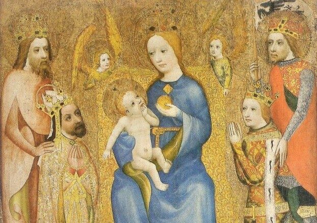 OBR: Václav IV. a Karel IV. zobrazení na votivním obrazu Jana Očka z Vlašimi