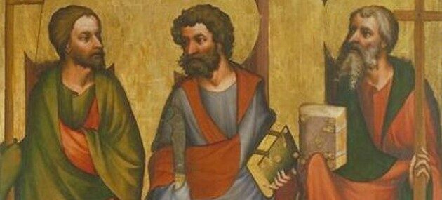 OBR: Mistr třeboňského oltáře, zobrazení sv. Jakuba, Bartoloměje a Filipa