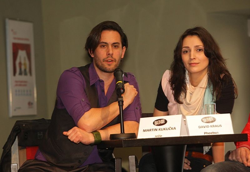 FOTO: Martin Kukučka s Janou Burkiewiczovou na tiskové konferenci k připravovanému muzikálu Quasimodo Divadla Hybernia