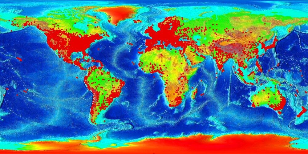 Mapa výskytu couchsurferů po celém světě