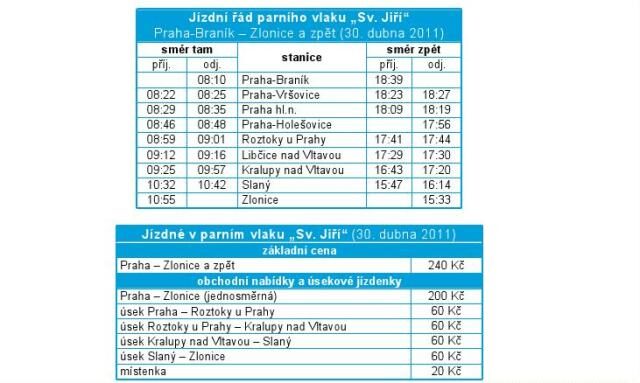 FOTO: Jízdní řád vlaku