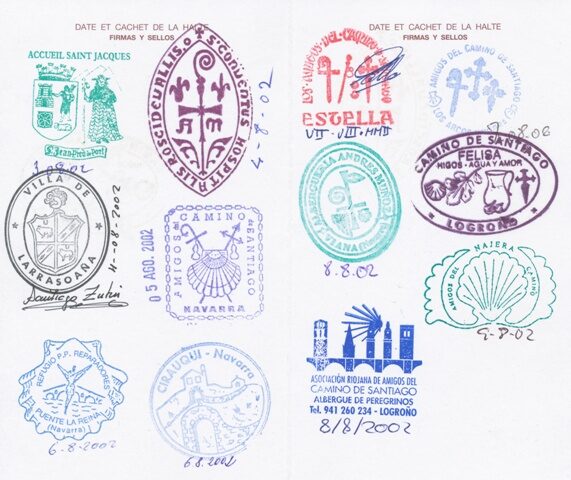 FOTO: razítka v poutnickém pasu