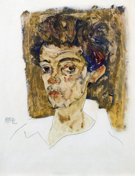FOTO: Egon Schiele Selbstporträt mit braunem Hintergrund, 1912, zdroj: Galerie St. Etienne, New York