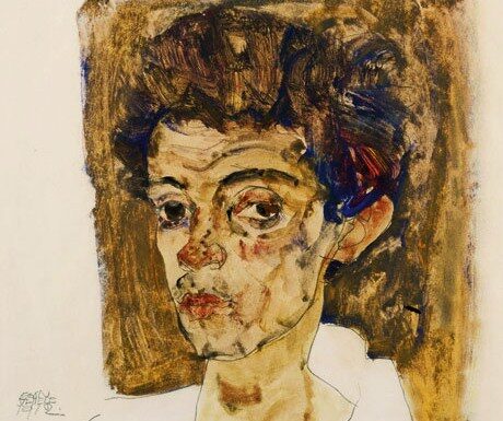 FOTO: Egon Schiele Selbstporträt mit braunem Hintergrund, 1912, zdroj: Galerie St. Etienne, New York
