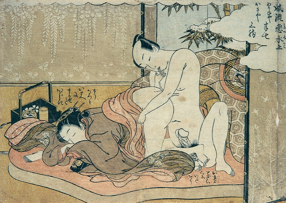 Obr: Suzuki Harunobu, Milenci s kuřáckým náčiním