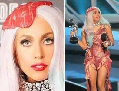 FOTO: Lady Gaga a kostým ze syrového masa