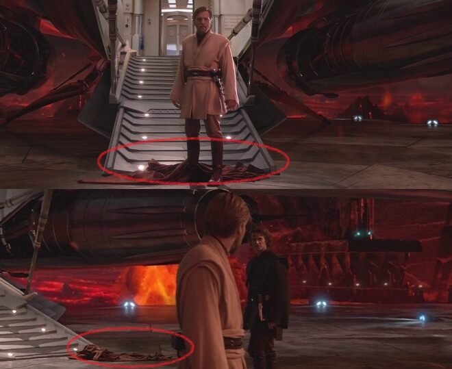 FOTO: Záhadný pohyb pláště při Obi-Wanově příletu na Mustafar
