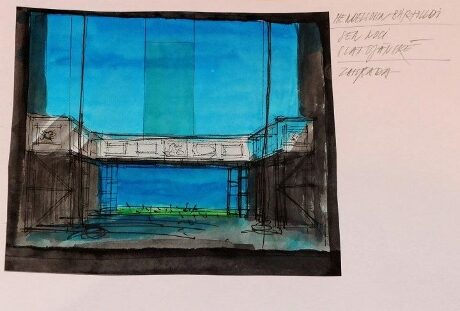 FOTO: Návrh scény Jána Zavarského k baletu Sen noci svatojánské (DJKT, 2012)