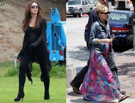 FOTO: Těhotná Victoria Beckham a Nicole Richie