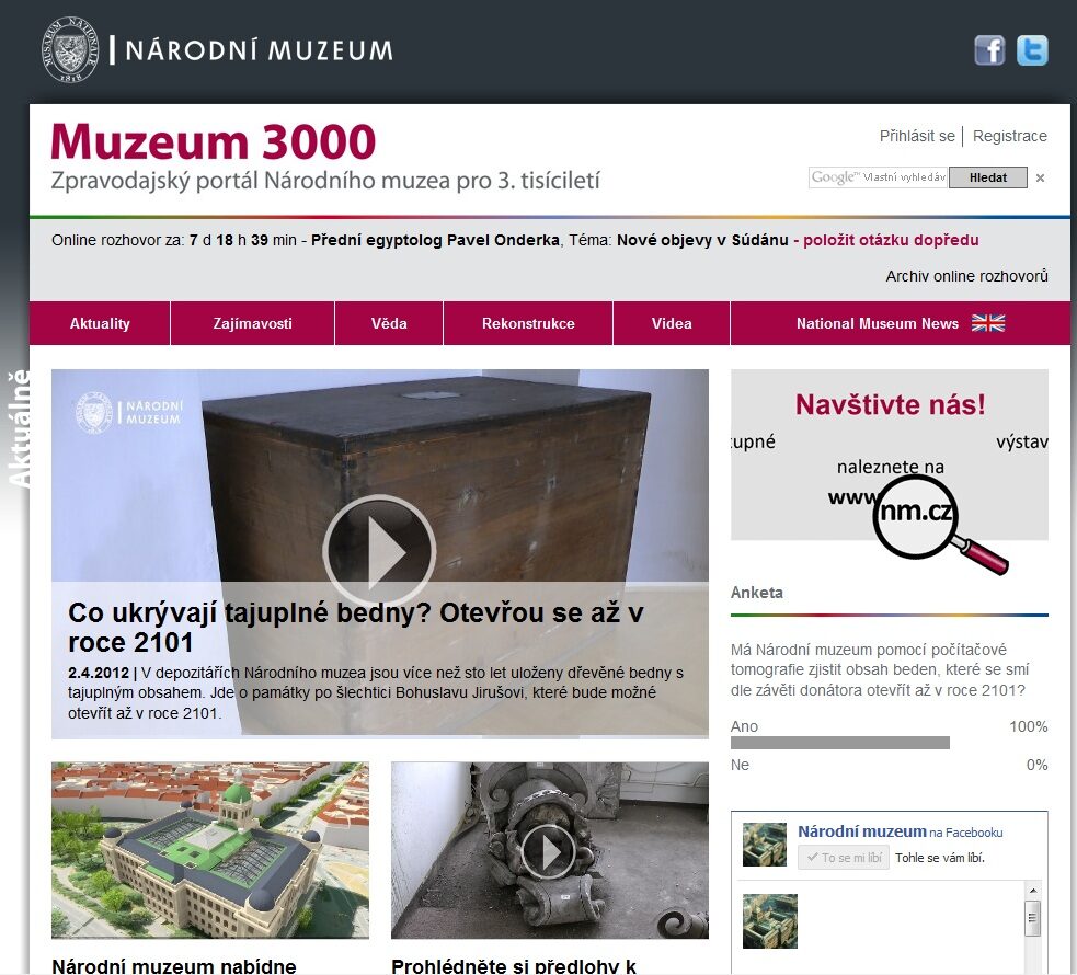 FOTO: Domovská stránka Muzea 3000