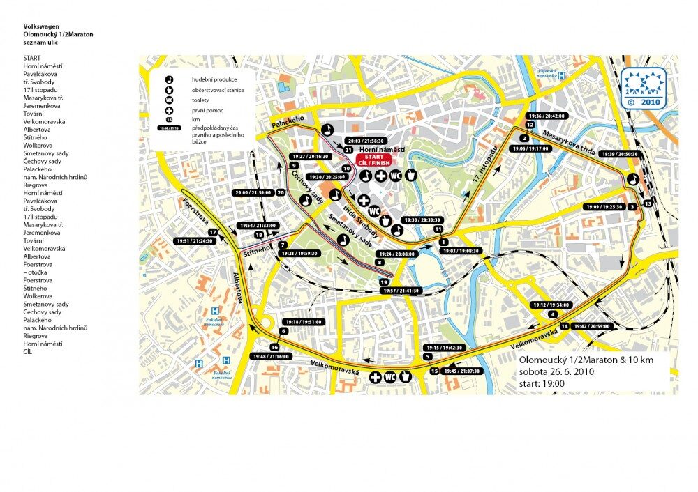 Trasa Olomouckého 1/2maratonu