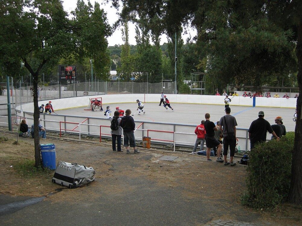 Utkání hokejbalu na pražské Palmovce