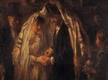 Židovská svatba na obraze Jozefa Israëlse (1903)